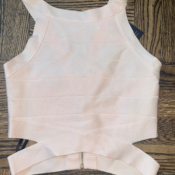 bebe Tops - Bebe- Reena Solid Crop Bandage Top - Light Pink (Size Small)